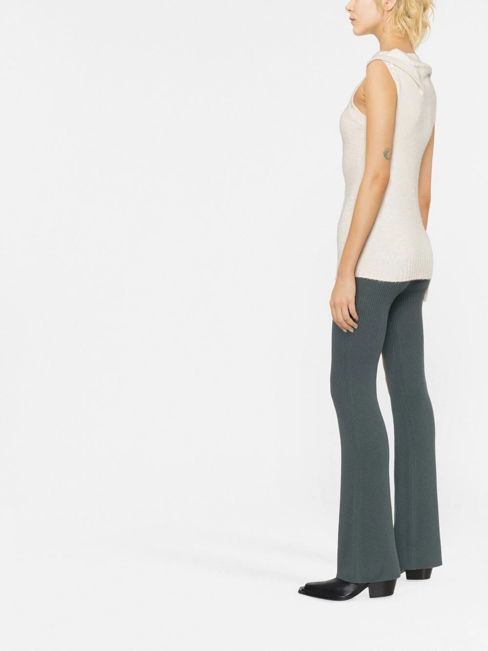 ribbed wide-leg trousers - 3