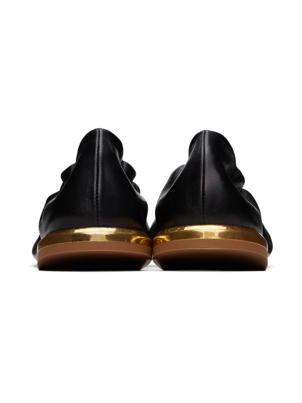 Black Leather Ballerina Flats - 2