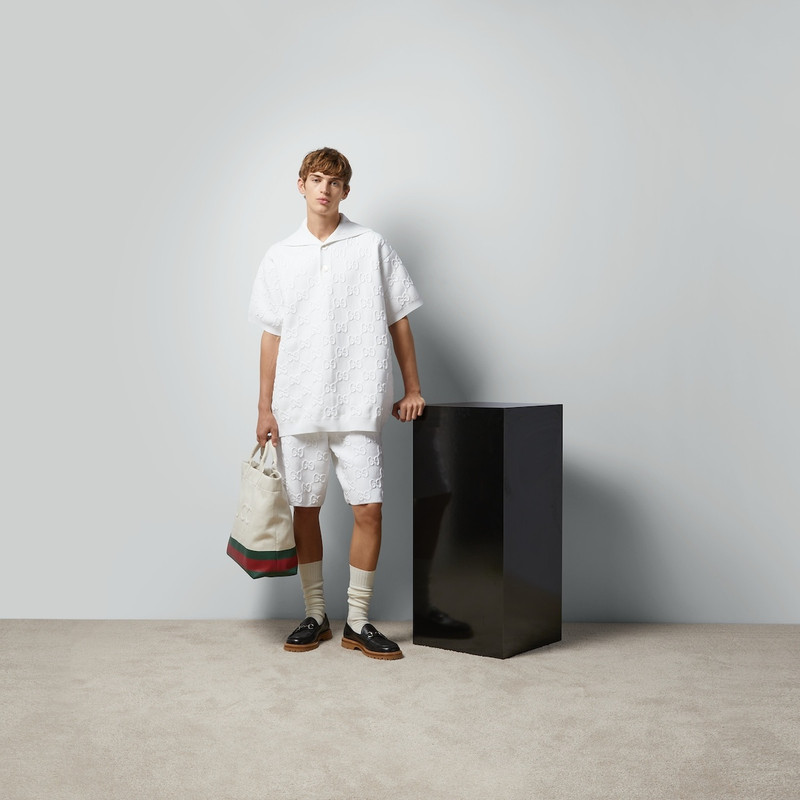 GUCCI Viscose jacquard shorts with GG outlook