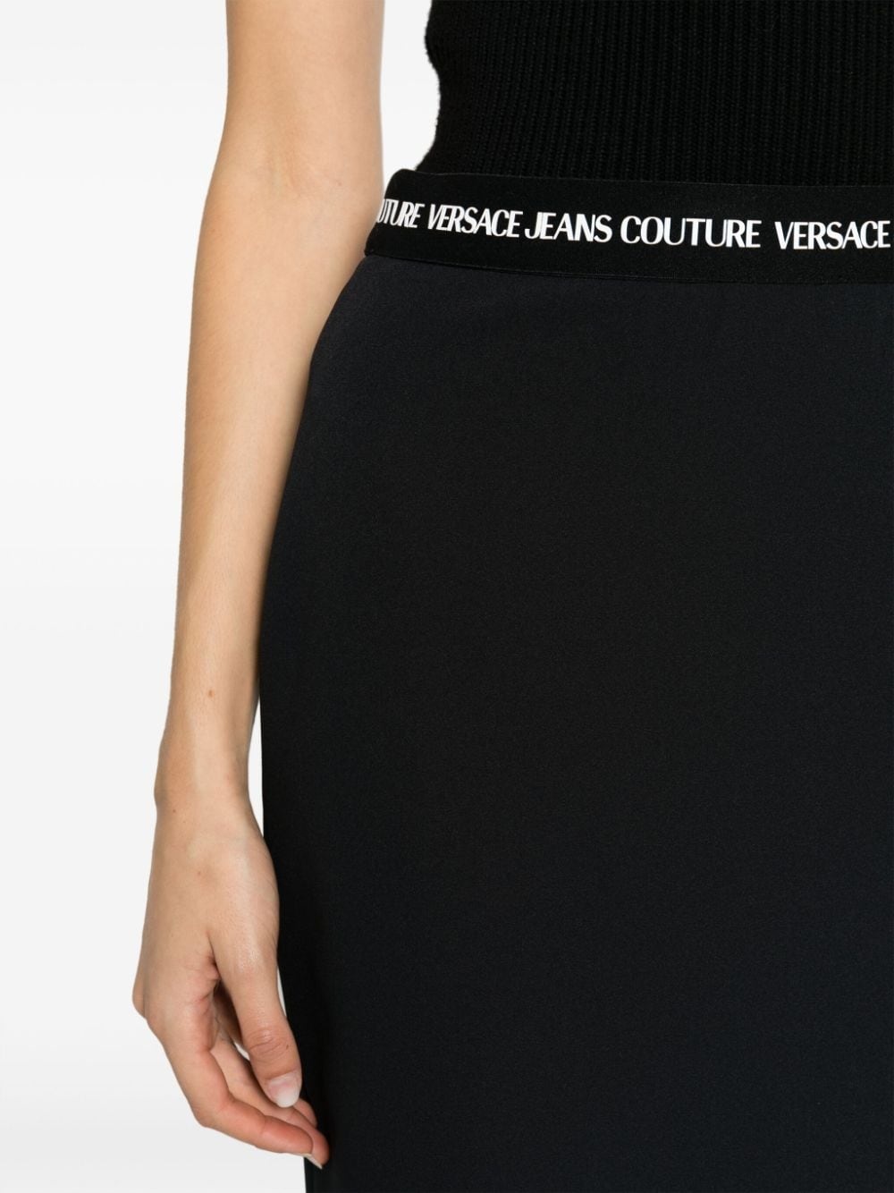 logo-waistband straight midi skirt - 5