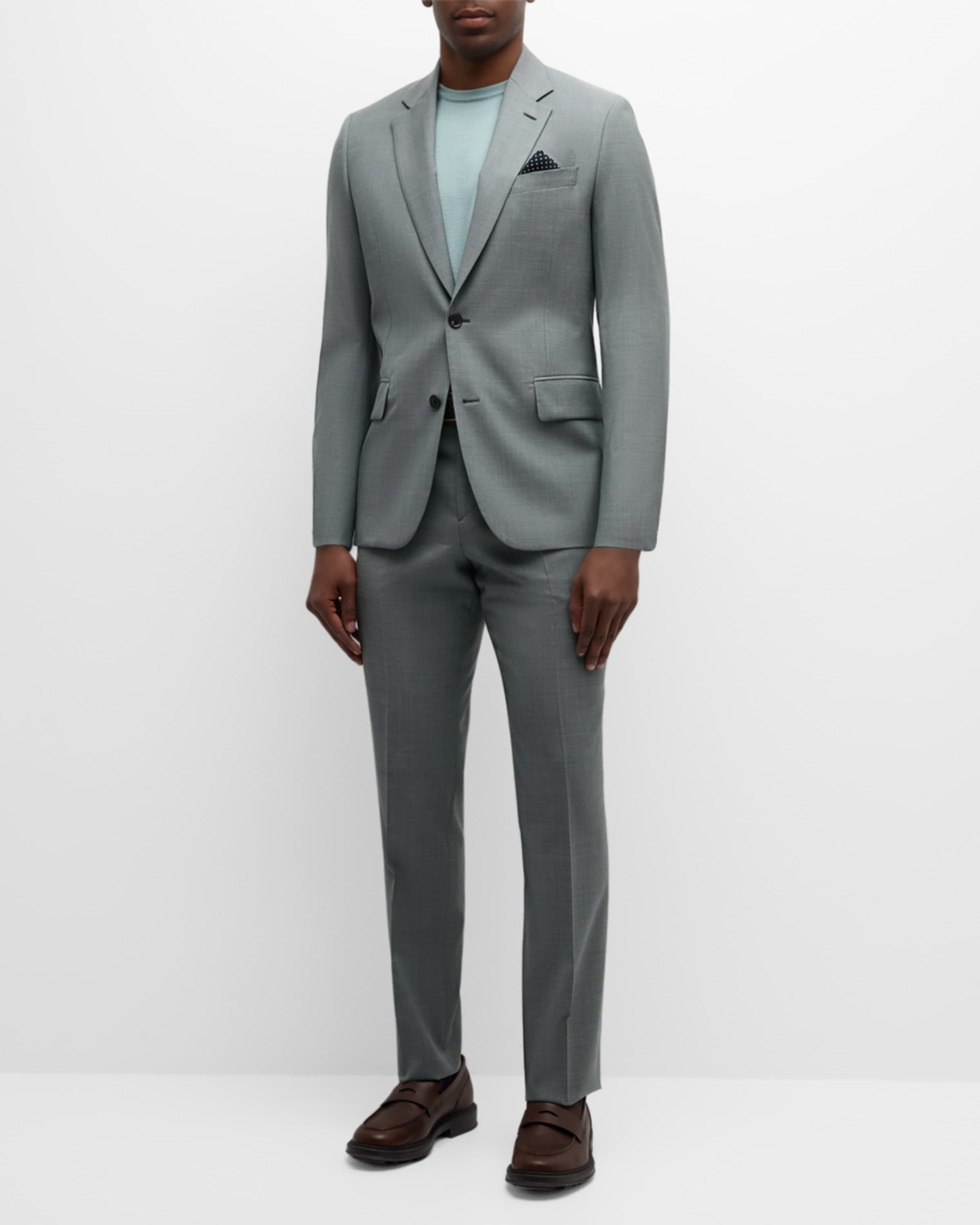 Men's Textured Stretch Cotton Suit - 1