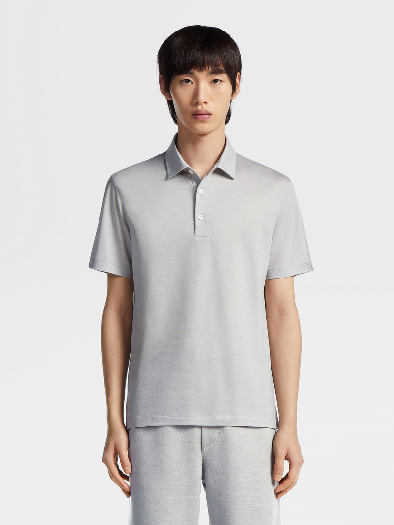 ZEGNA LIGHT GREY HIGH PERFORMANCE™ WOOL PIQUET POLO SHIRT outlook