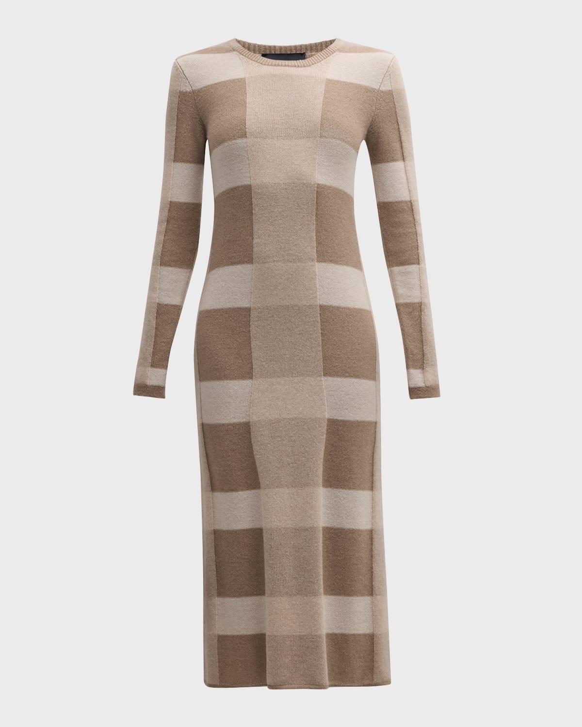 Wool-Cashmere Check Midi Sweater Dress - 1