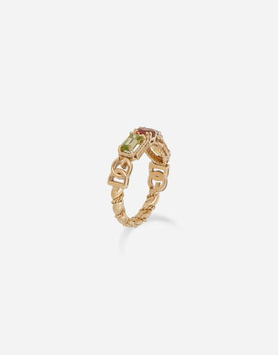 Dolce & Gabbana 18 kt yellow gold ring with multicolor fine gemstones outlook