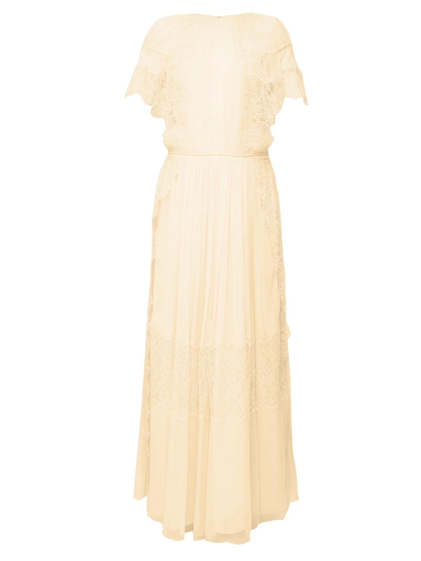 Lace-sleeve silk maxi dress - 1