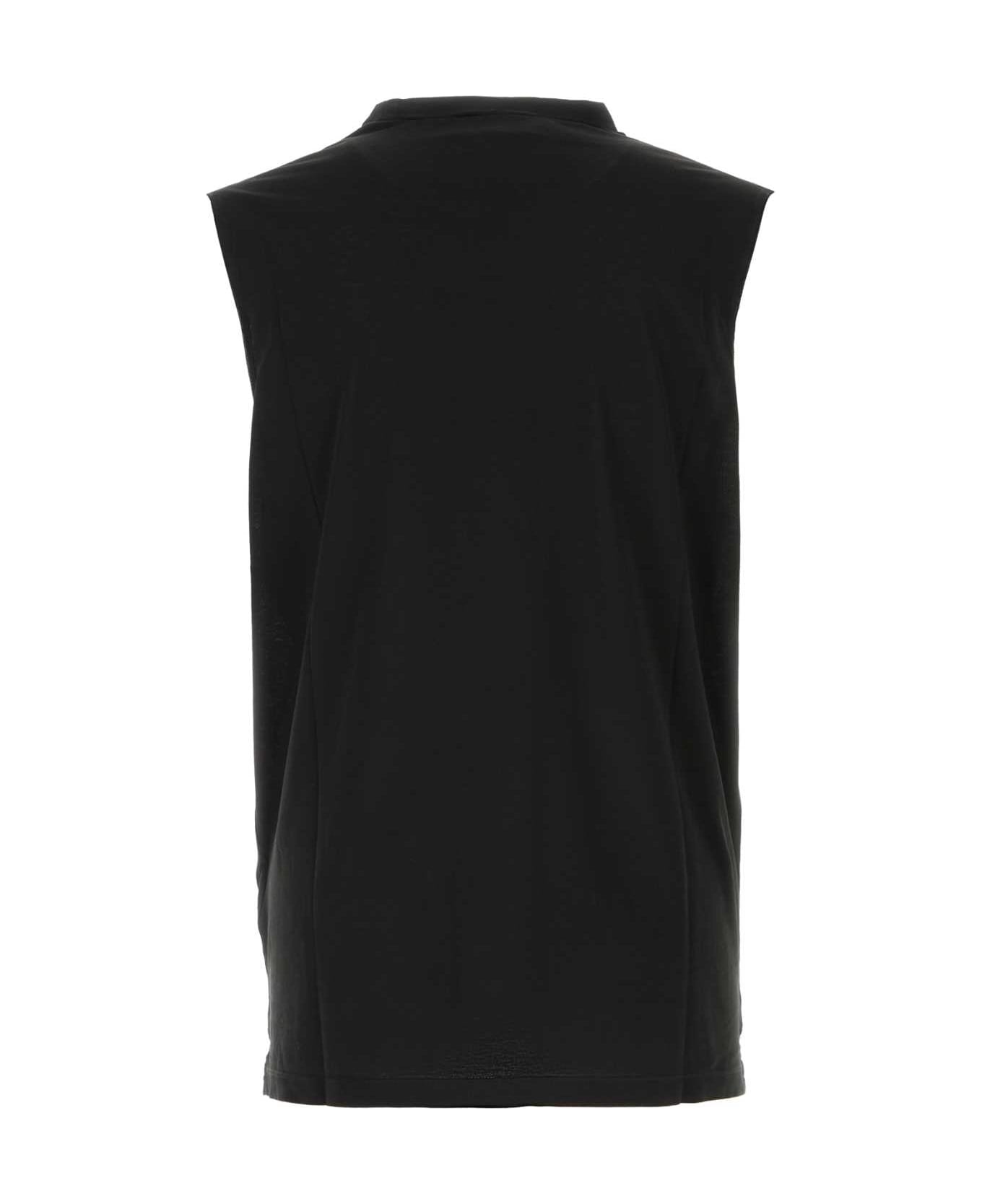Black Cotton Tank Top - 2