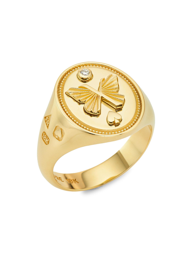 Women's Reverie: The Path To Joy 18K Yellow Gold & 0.034 TCW Diamond Signet Ring - Yellow Gold 1