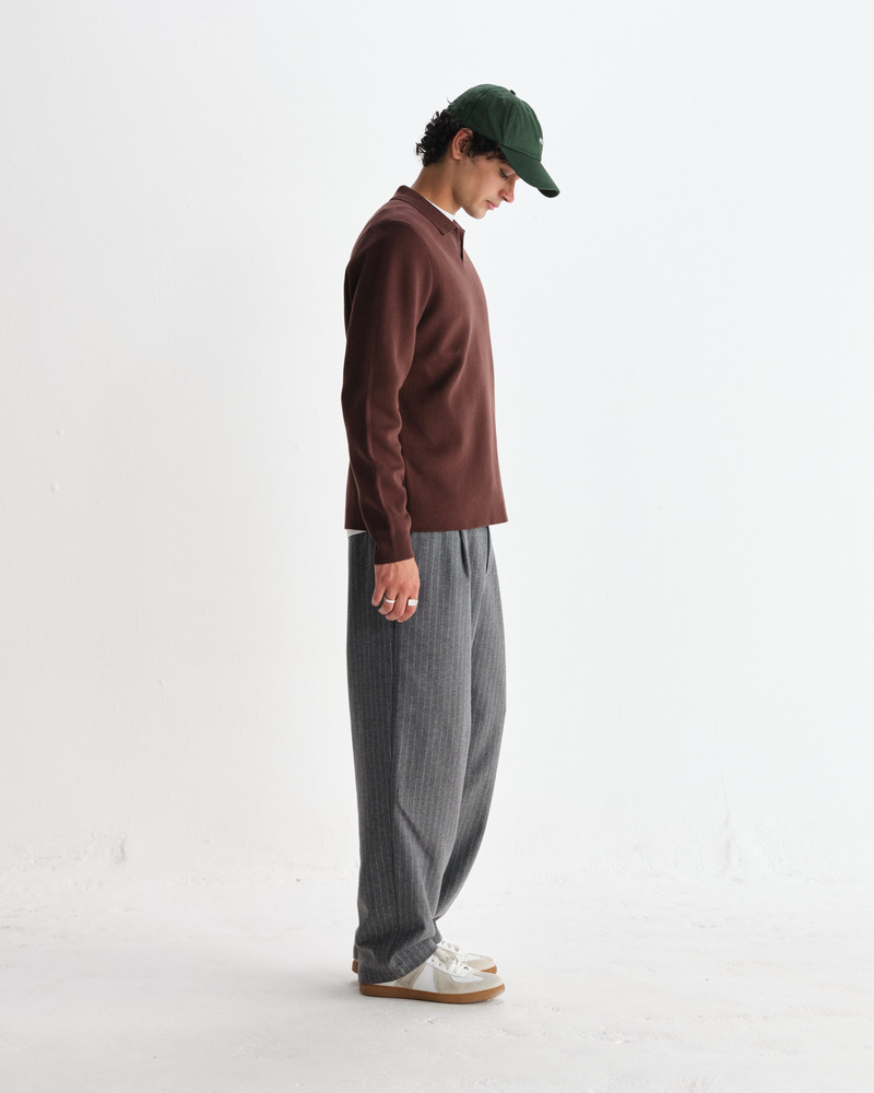 Carter - Brown Open Collar Milano Knit Polo 5