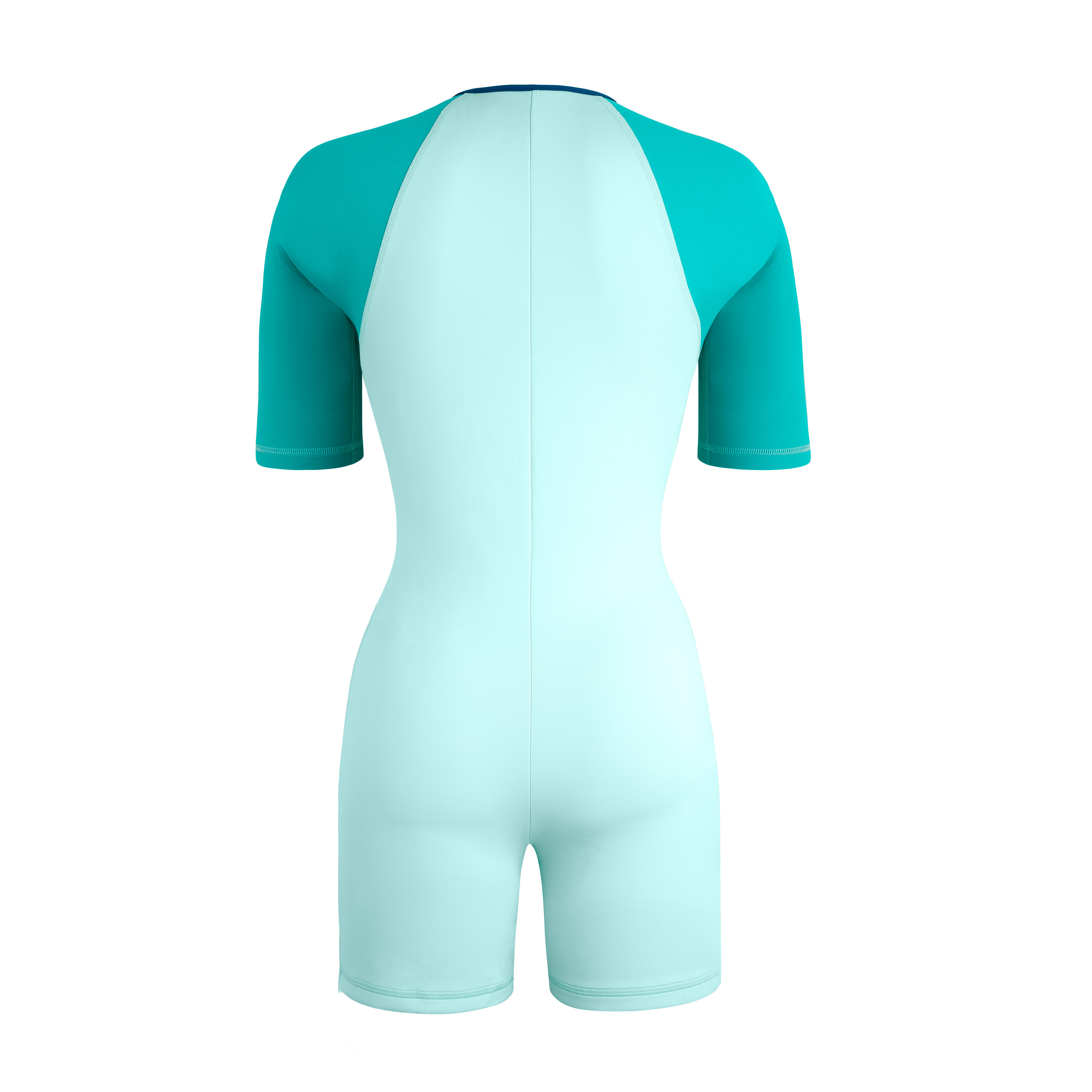 Women Short Rashguard One-piece Swimsuit Tricolore - 2