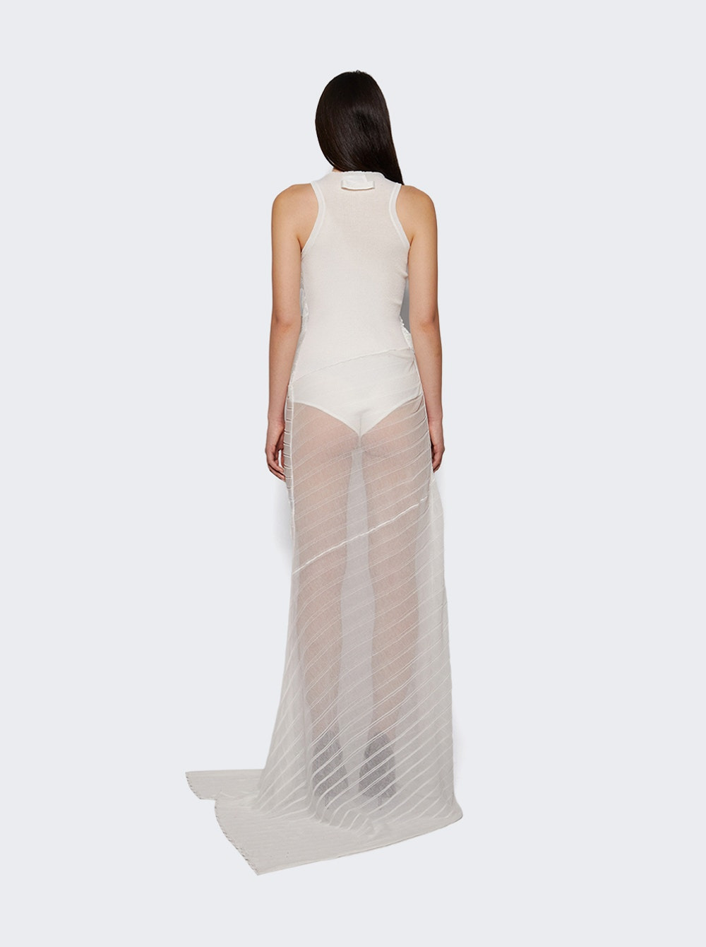 Sleeveless Gathered Detail Dress White - 4