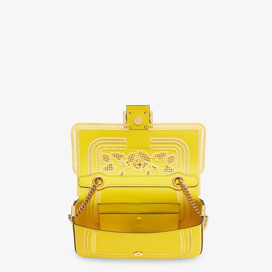 Embroidered yellow leather bag 4