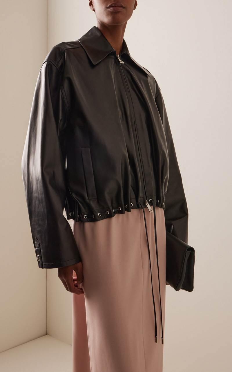 BRANDON MAXWELL The Leland Leather Jacket black outlook