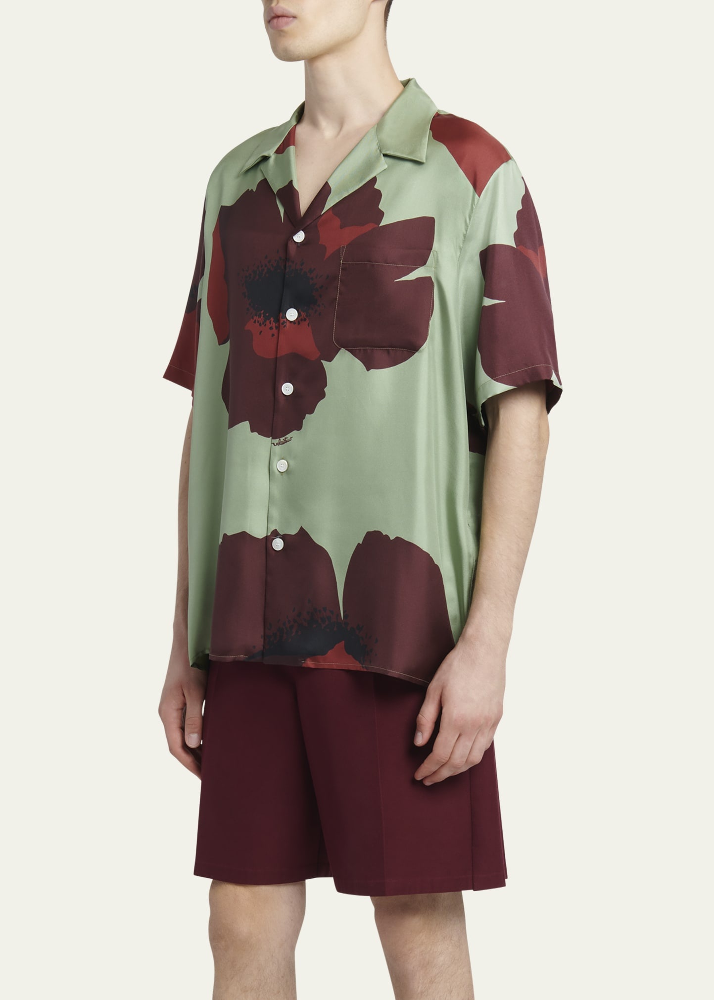 Men's Floral Portrait Silk Camp Shirt - 4