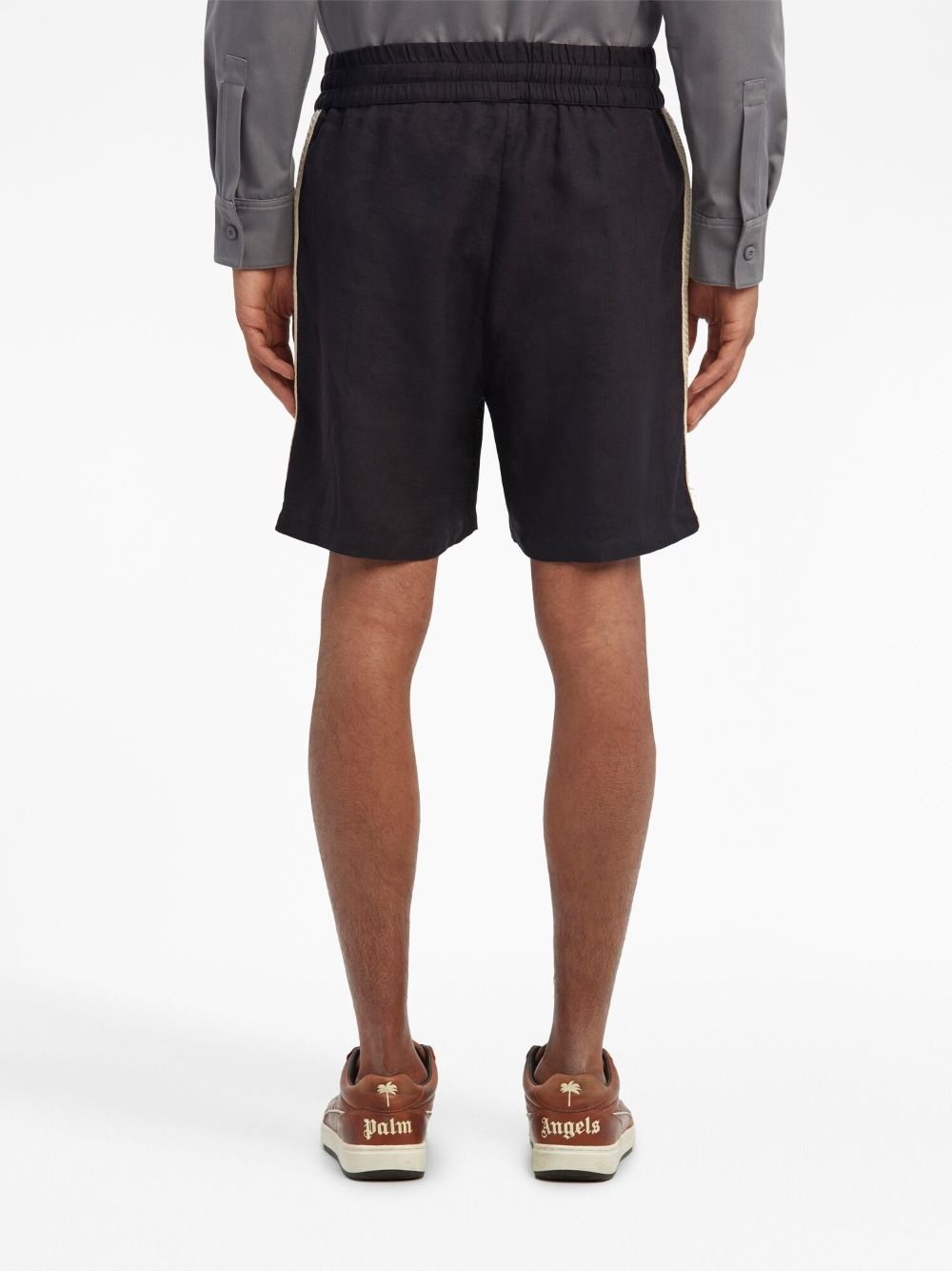 monogram-embroidered striped shorts - 5