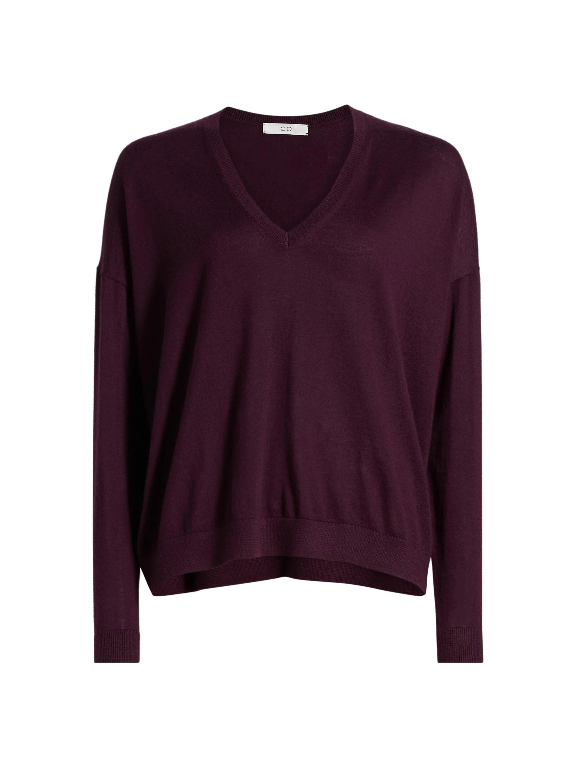 Women's V-Neck Cashmere Sweater - Aubergine - 1