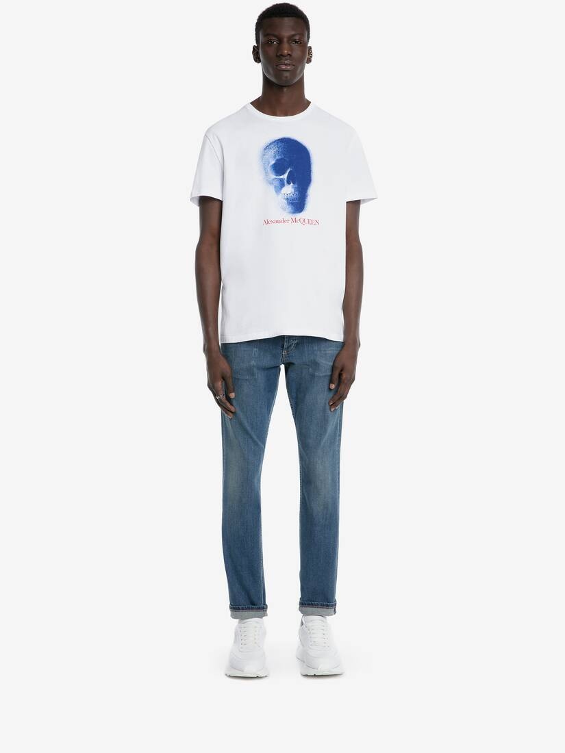 Skull Motif T-shirt in White/blue - 2