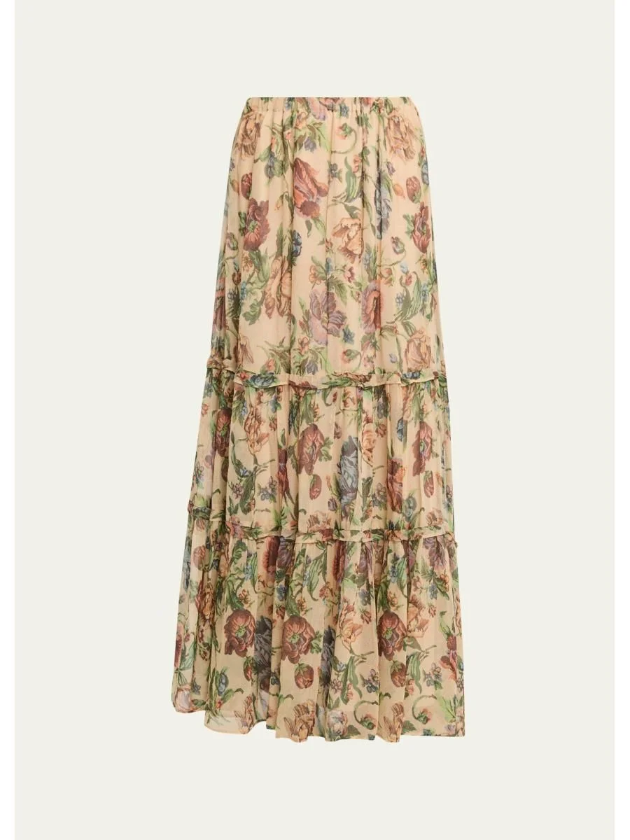Zane Tiered Floral-Print Maxi Skirt - 1