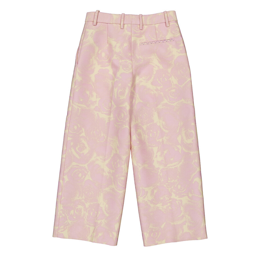 Burberry Rose Print Wool-Blend Trousers - 6