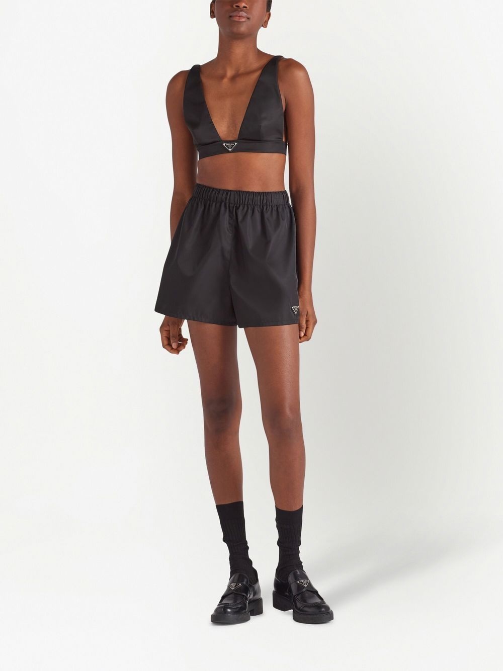 enamelled-logo re-nylon shorts - 2