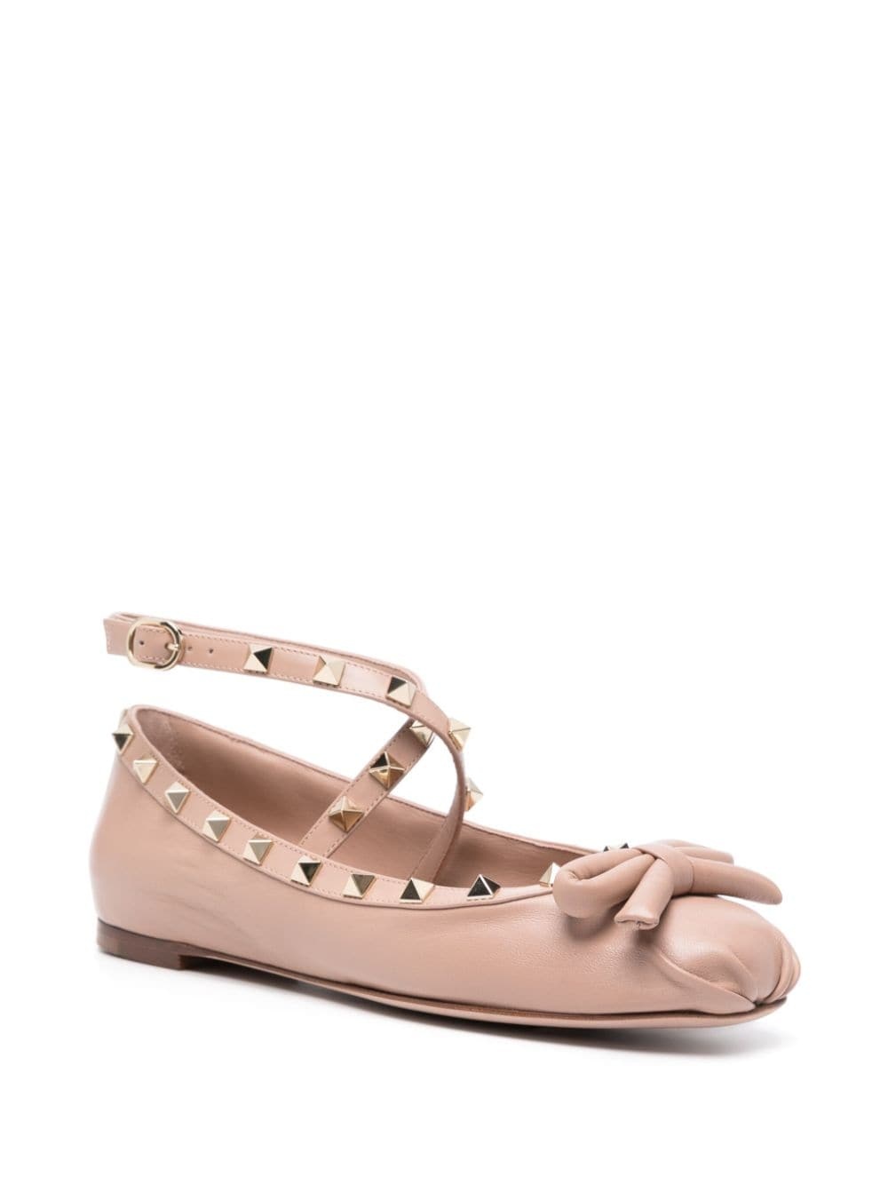 Rockstud leather ballerina shoes - 2