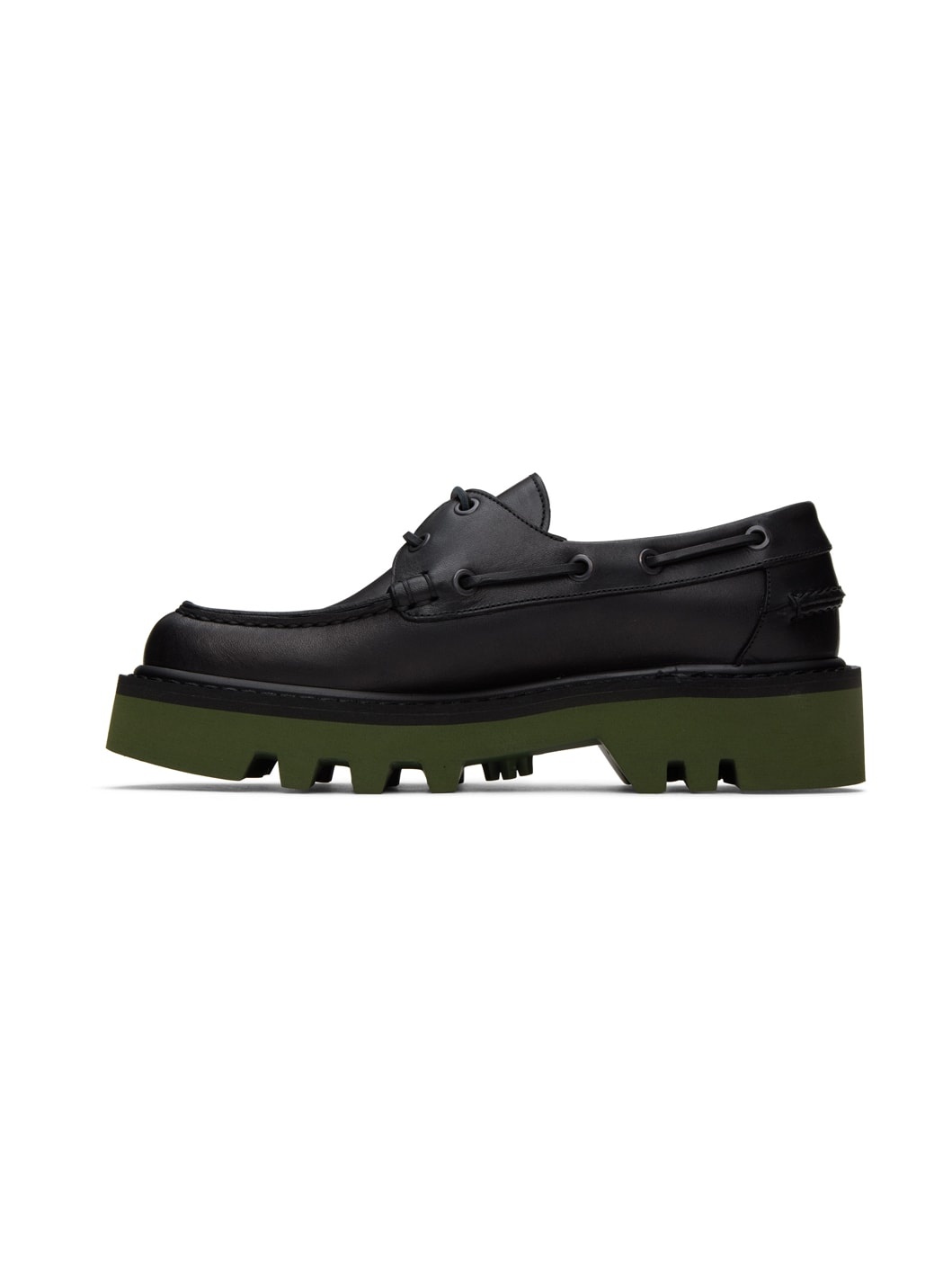 Black & Green Leather Derbys - 3