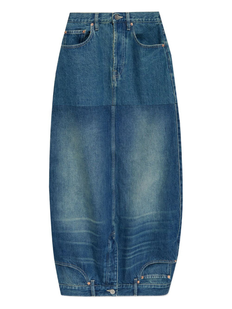 upside-down denim midi skirt 1