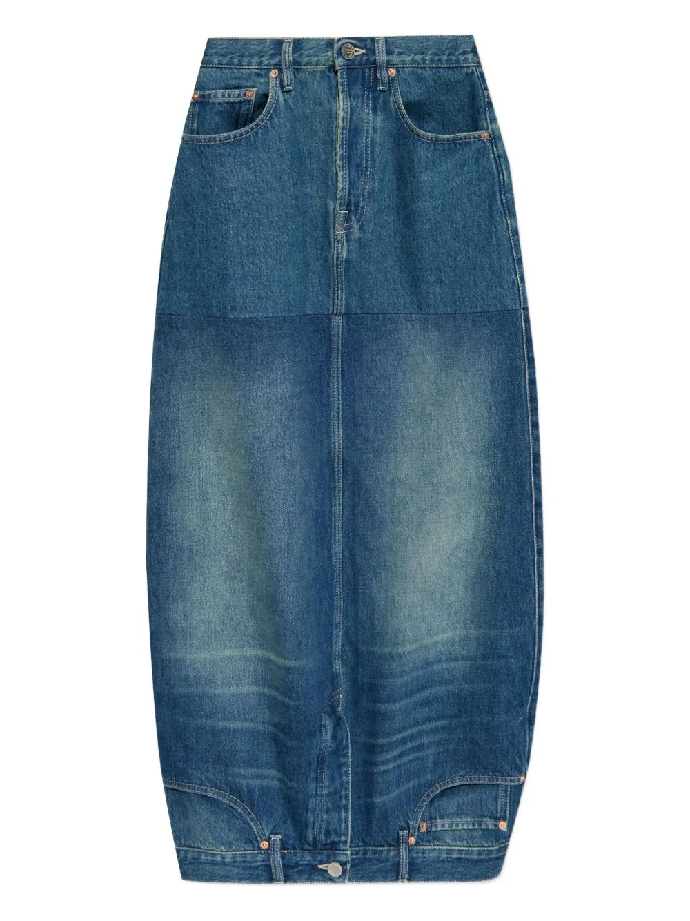 upside-down denim midi skirt - 1