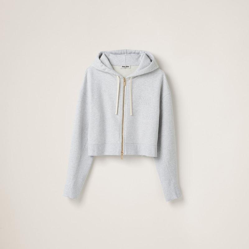 Embroidered cotton fleece hoodie 1