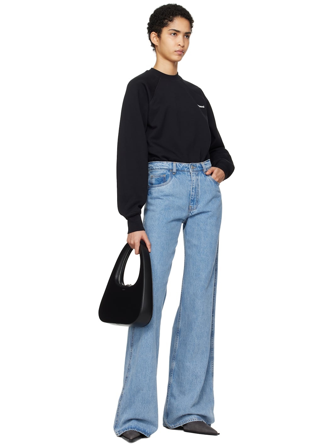 Black Crewneck Sweatshirt Bodysuit - 5