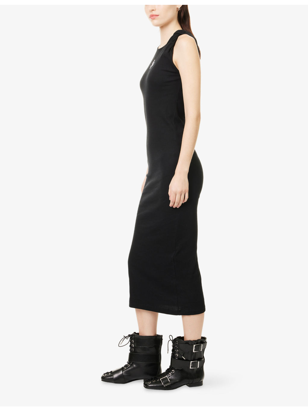 Anchor Embroidery Twisted-Strap Cotton-Jersey Midi Dress - 3