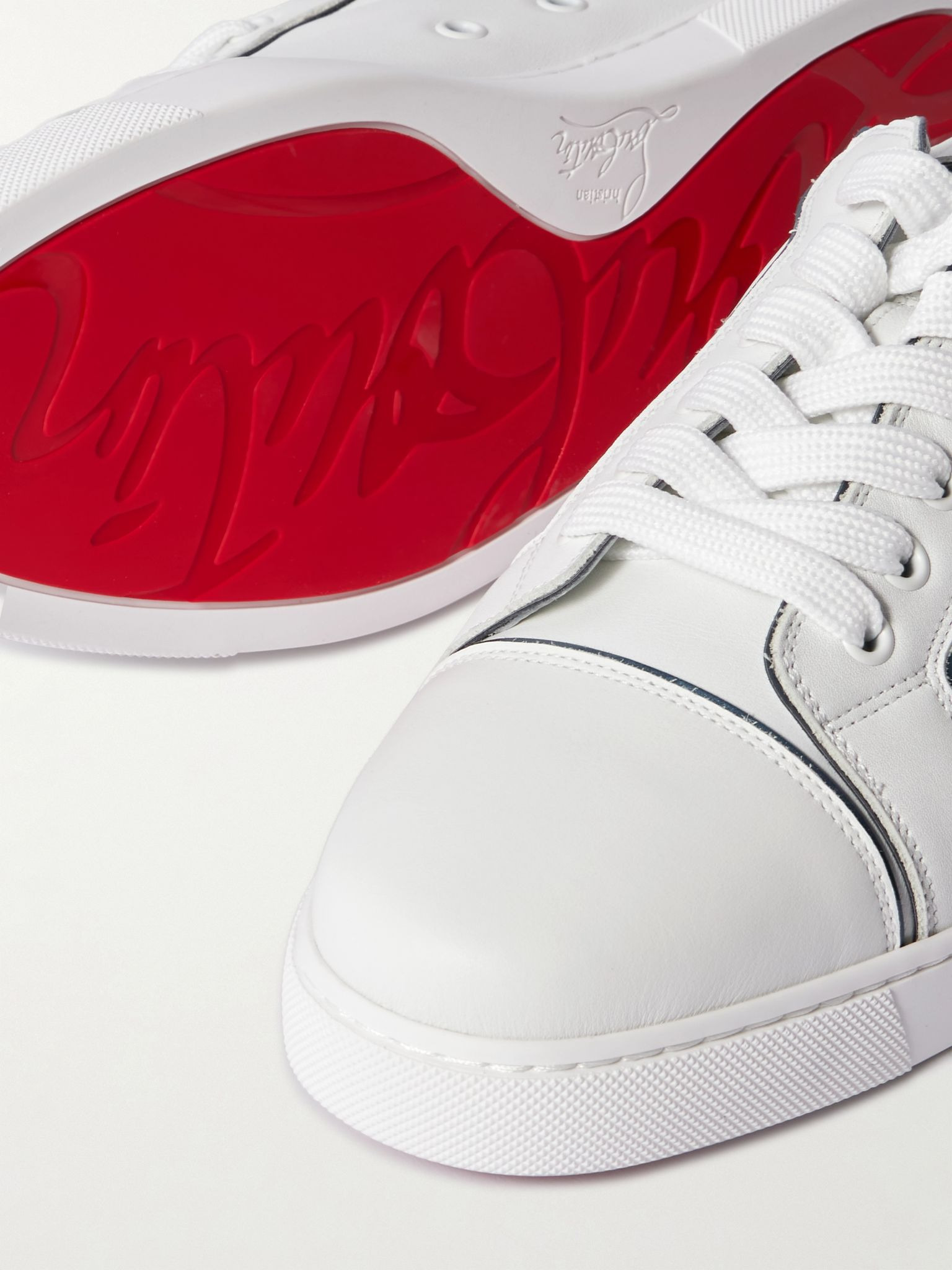 Fun Vieira patent-leather trimmed leather sneakers White - 4
