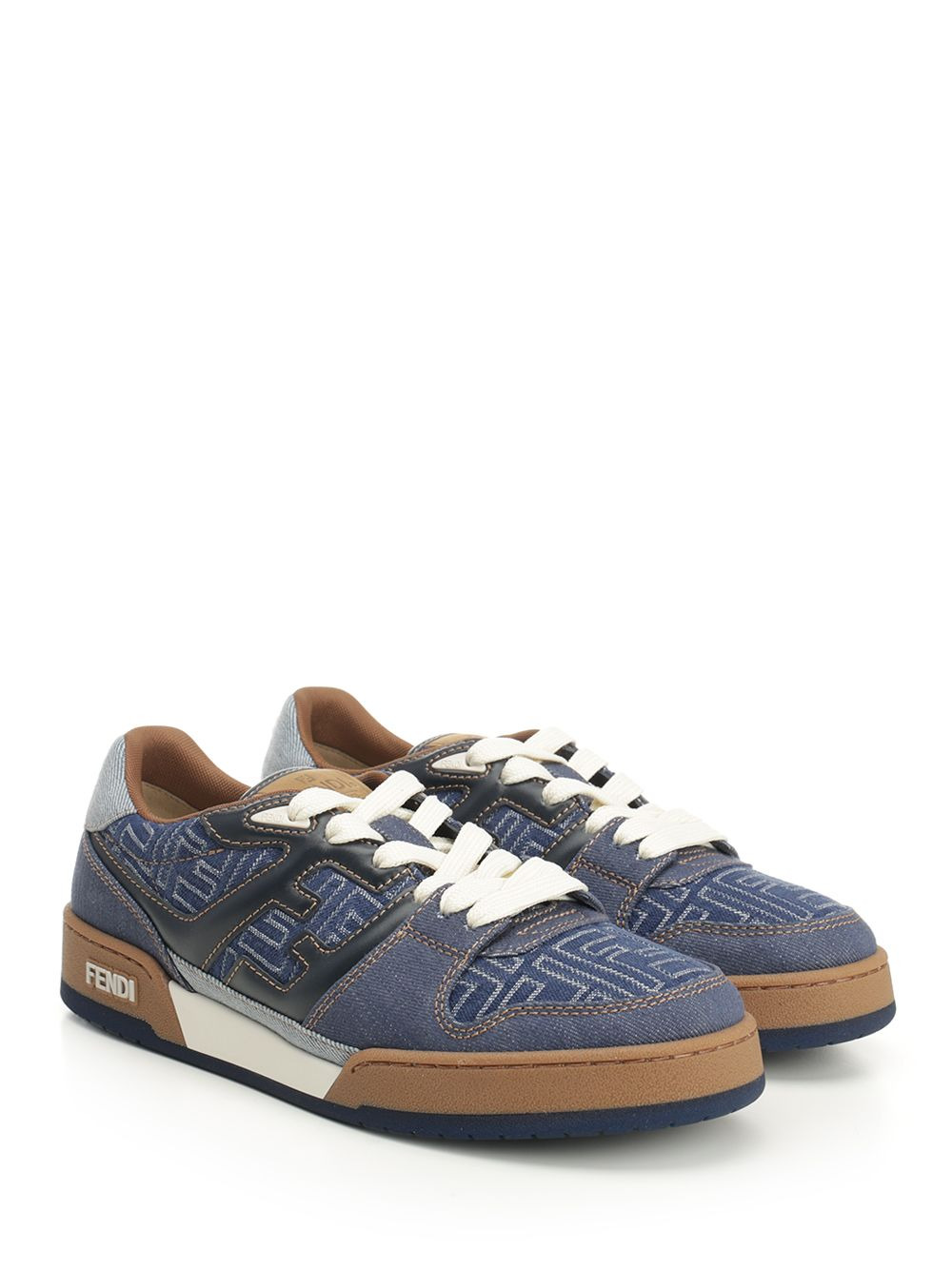 Match Denim Ff Embossed Sneakers Blue - 2