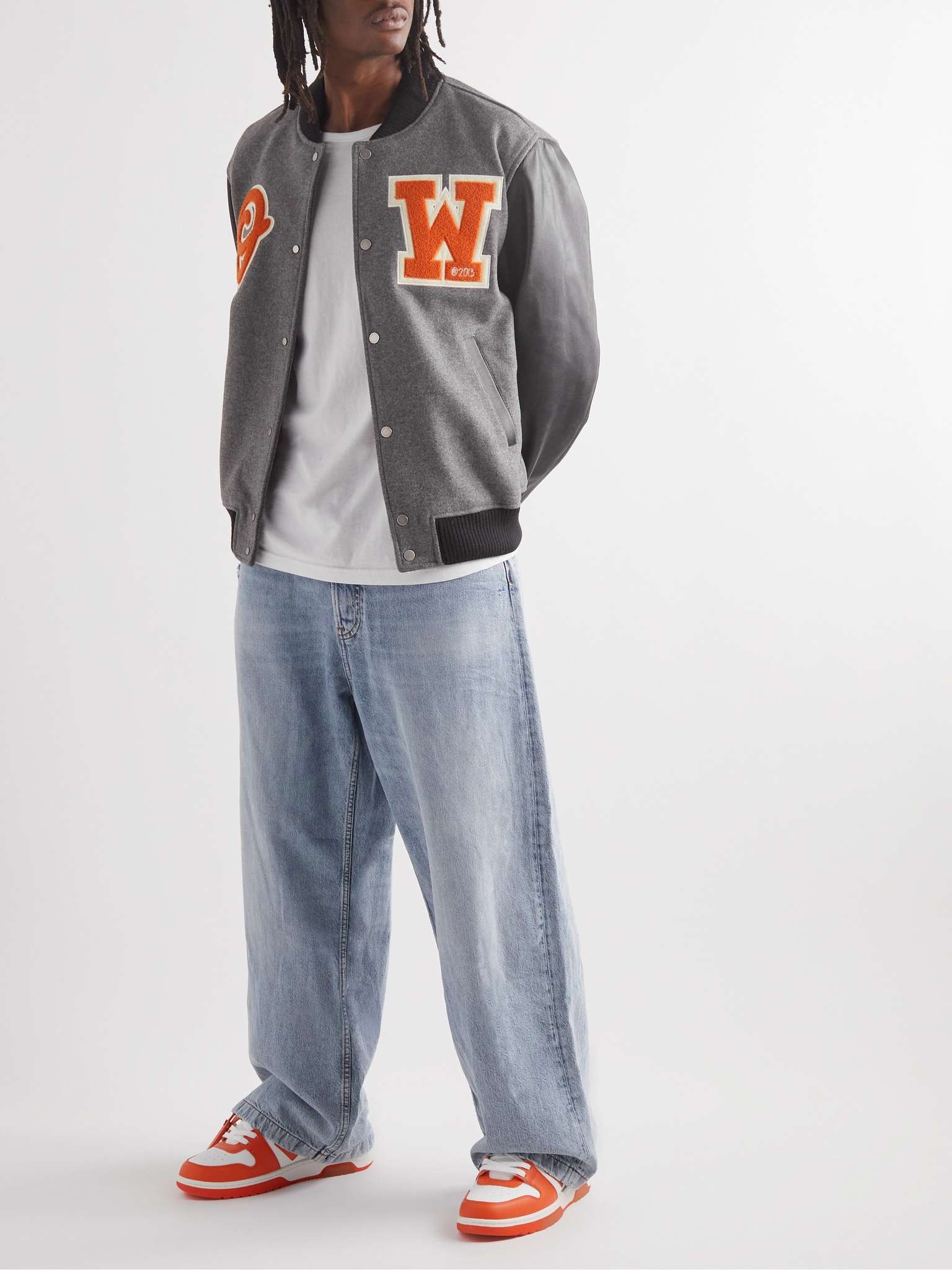 Appliquéd Wool-Blend and Leather Varsity Jacket - 2