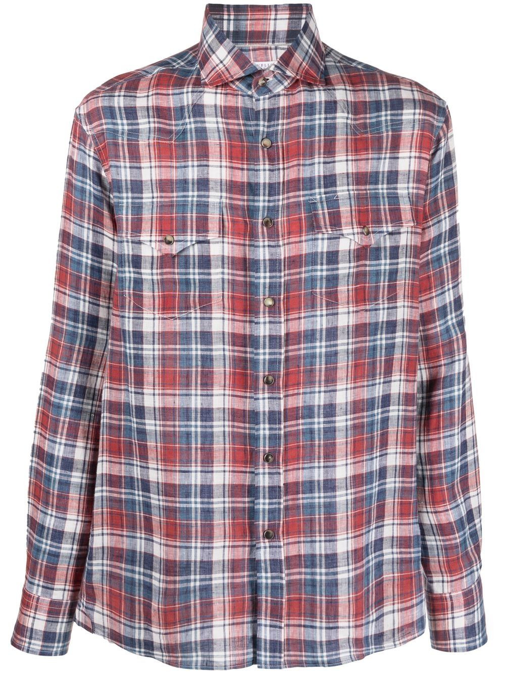 long-sleeve checked shirt - 1