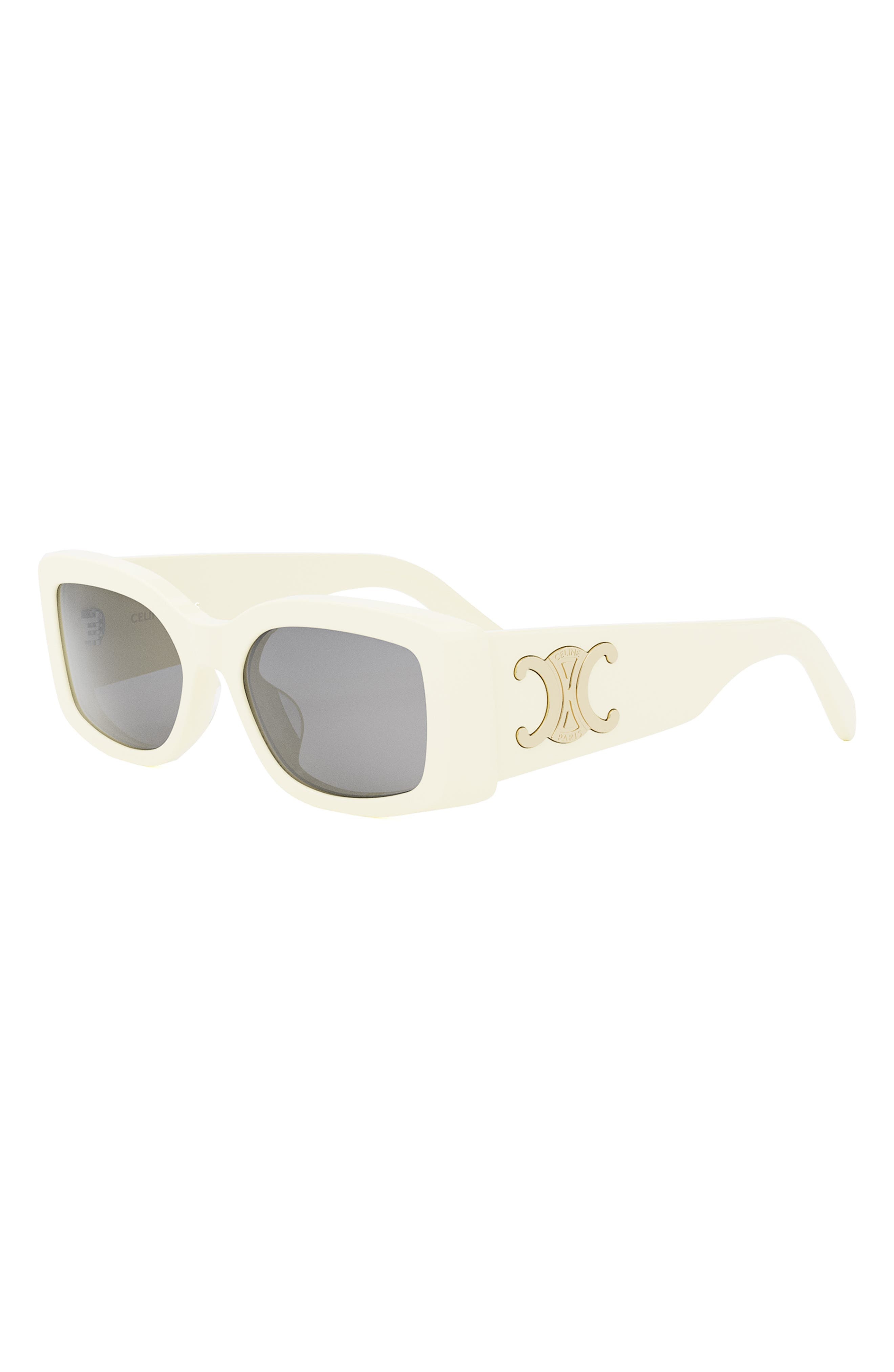 CELINE Triomphe 53mm Rectangular Sunglasses in Ivory /Smoke at Nordstrom - 2