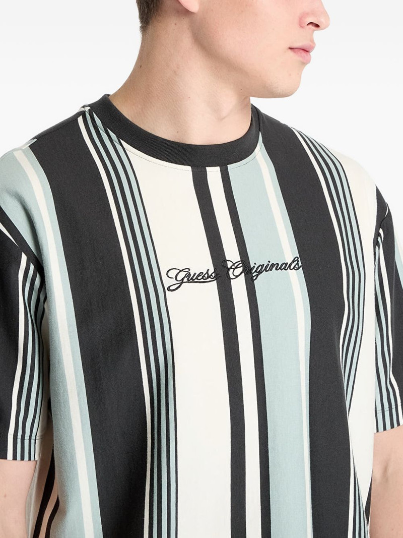 vertical-stripe logo-embroidered T-shirt 4