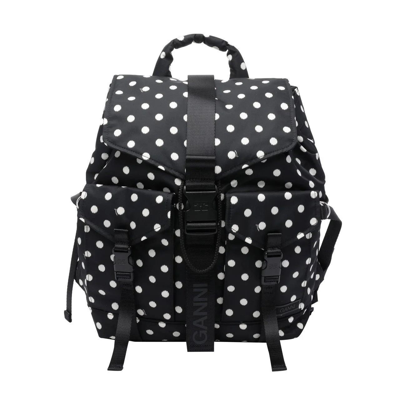 Ganni Women Dots Re-Tech Backpack With Logo - 1