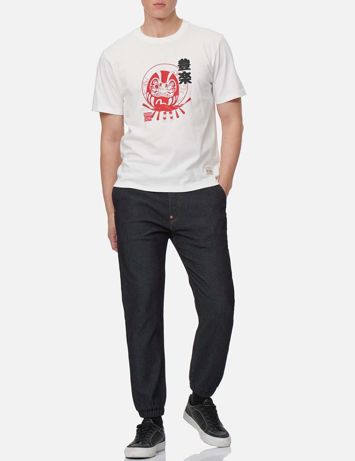 DARUMA BUDDIES DAICOCK PRINT DENIM JOGGER PANTS - 4