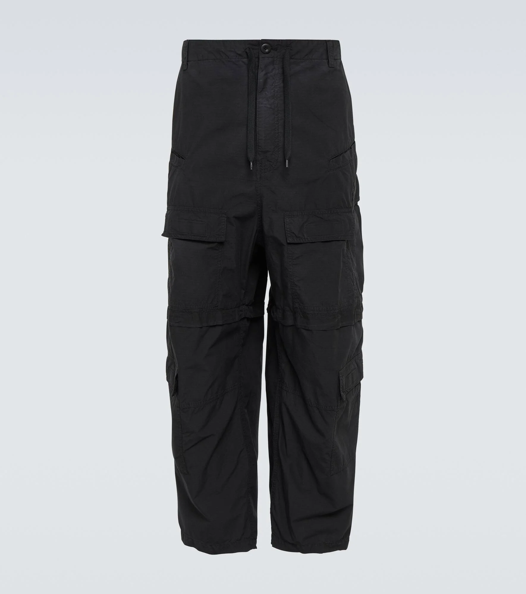 Wide cotton-blend cargo pants - 1