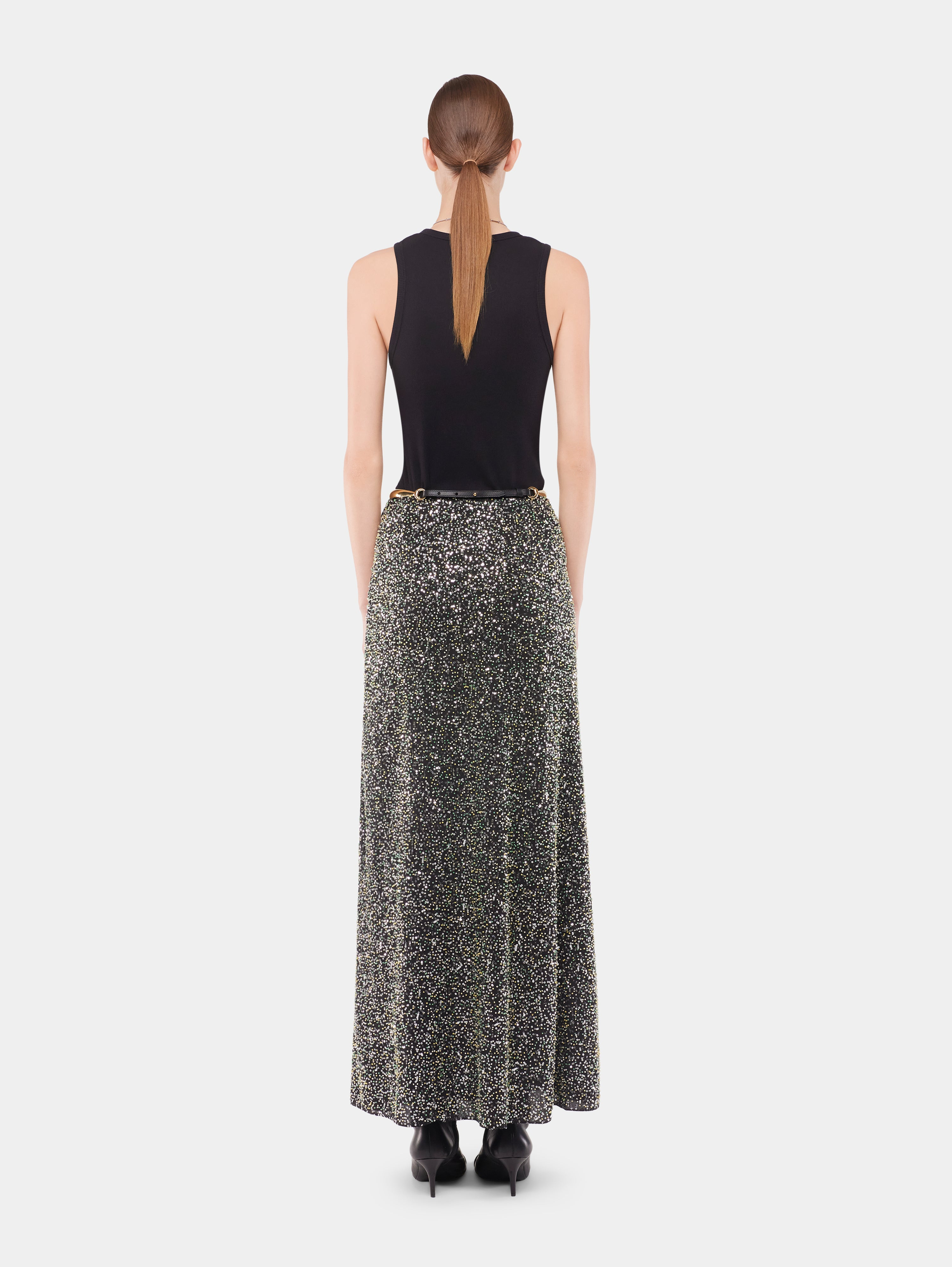 MIDI SKIRT IN CREPE WITH SEQUIN EMBROIDERY DETAILS - 4