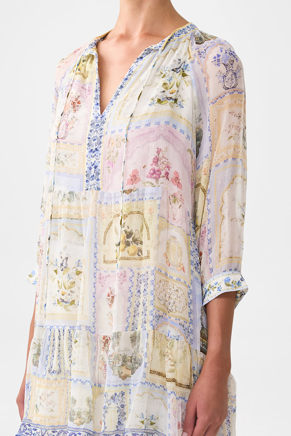 SHORT GATHERED PANEL DRESS - 5