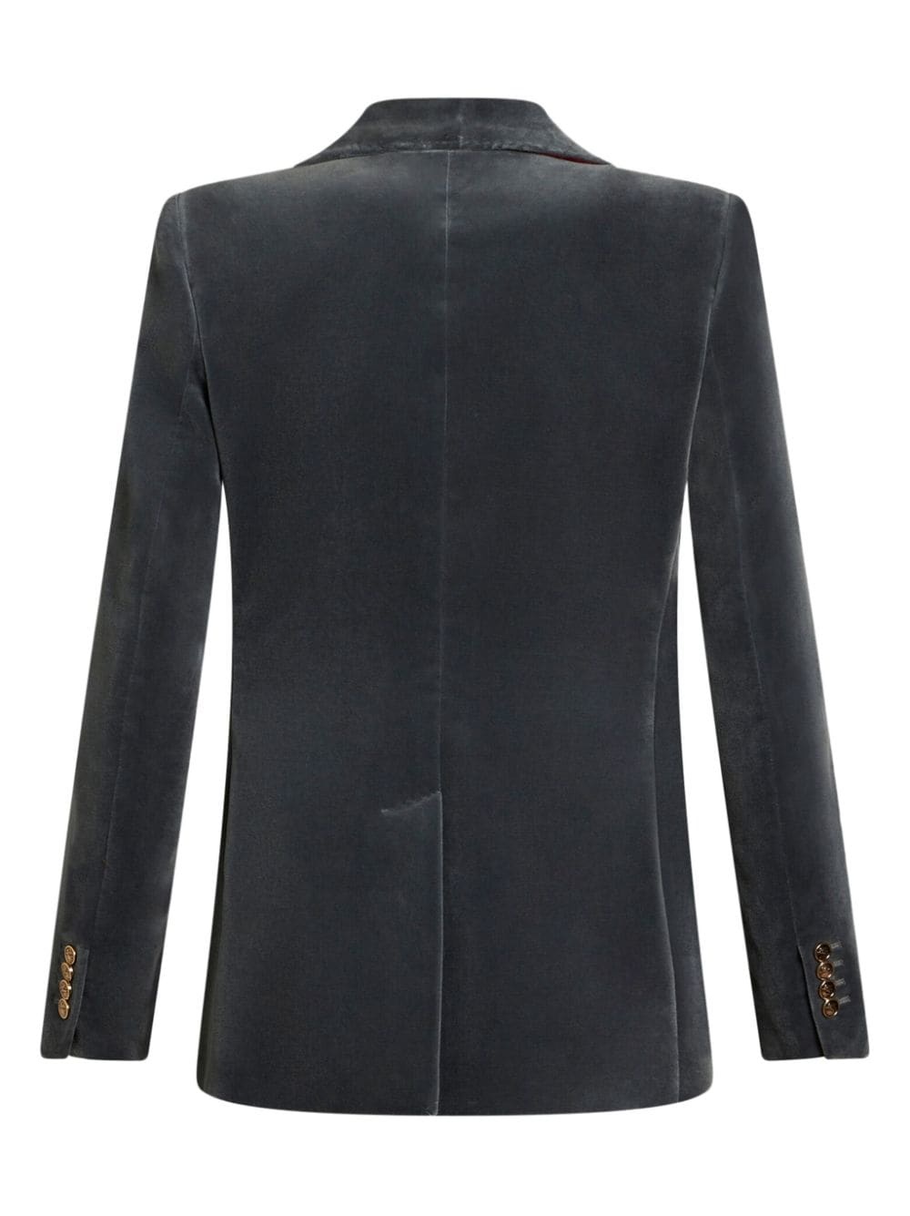 logo-engraved buttons velvet blazer - 7