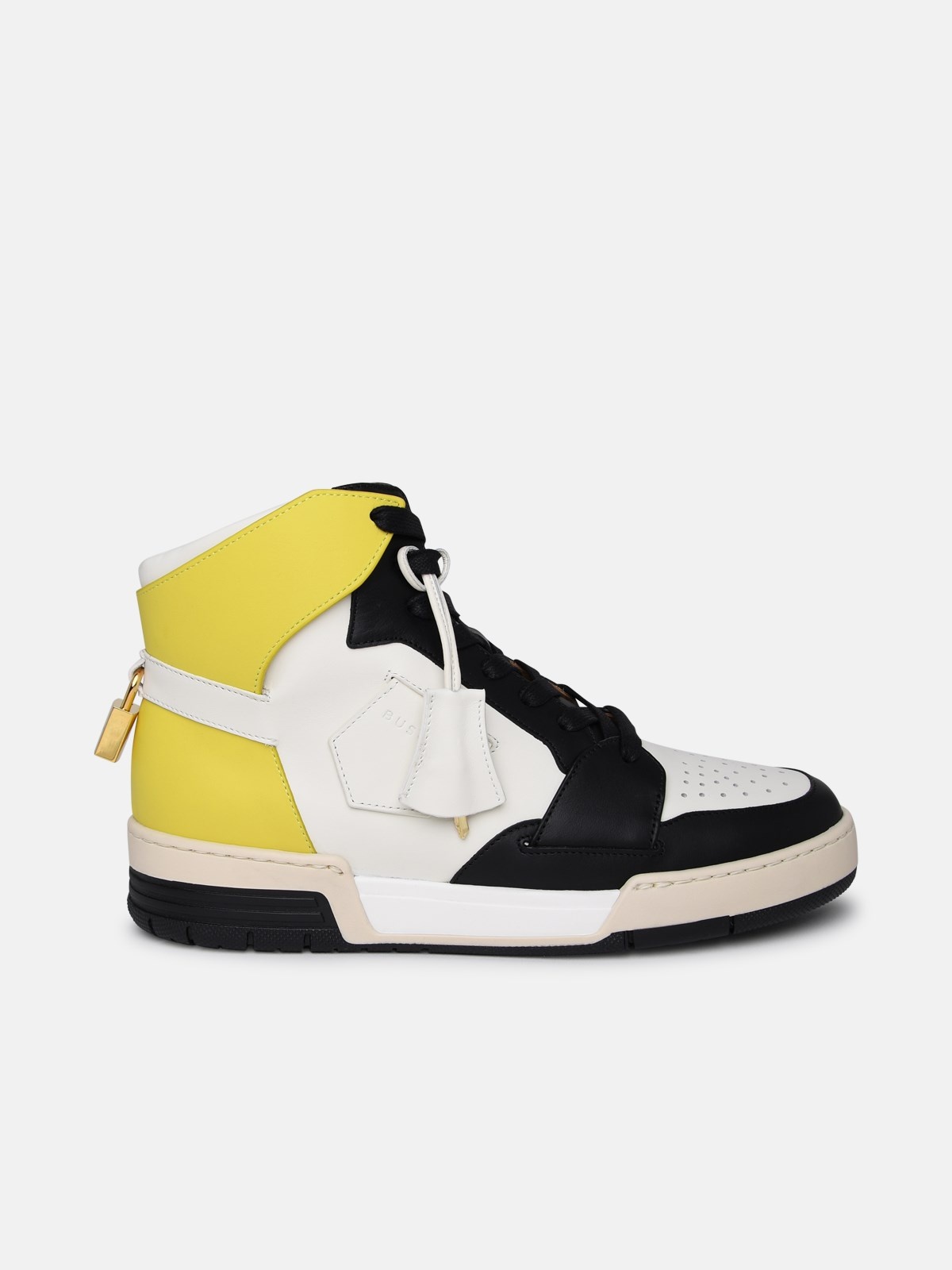 'AIR JON' WHITE AND YELLOW LEATHER SNEAKERS - 1