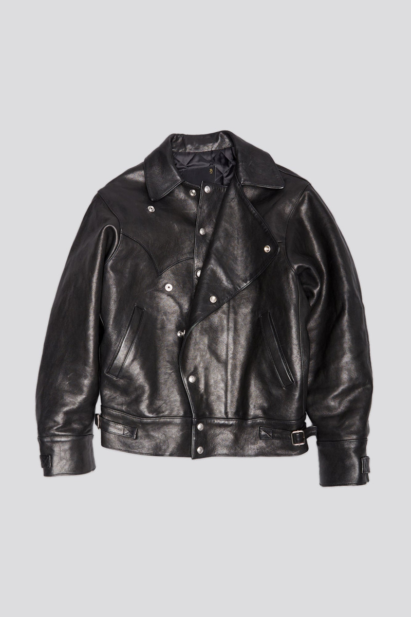 ASYMMETRICAL SNAP JACKET - BLACK -R13 - 1