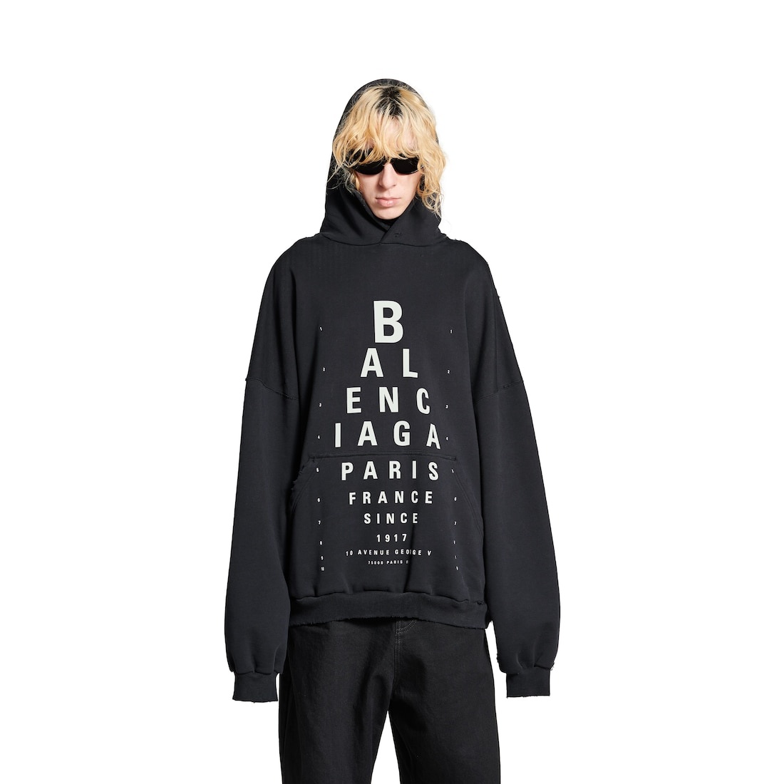 BALENCIAGA Optical Hoodie ラージフィット Balenciaga Black Optical Hoodie Large Fit Hoodie Balenciaga