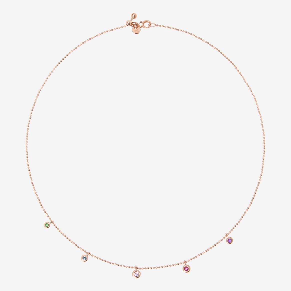 Rose Gold & Coloured Stone Bollicine Necklace - 1