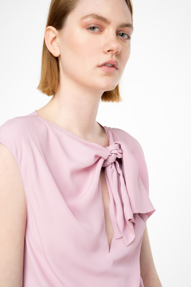 PINKO SILK-BLEND TOP WITH BOW outlook
