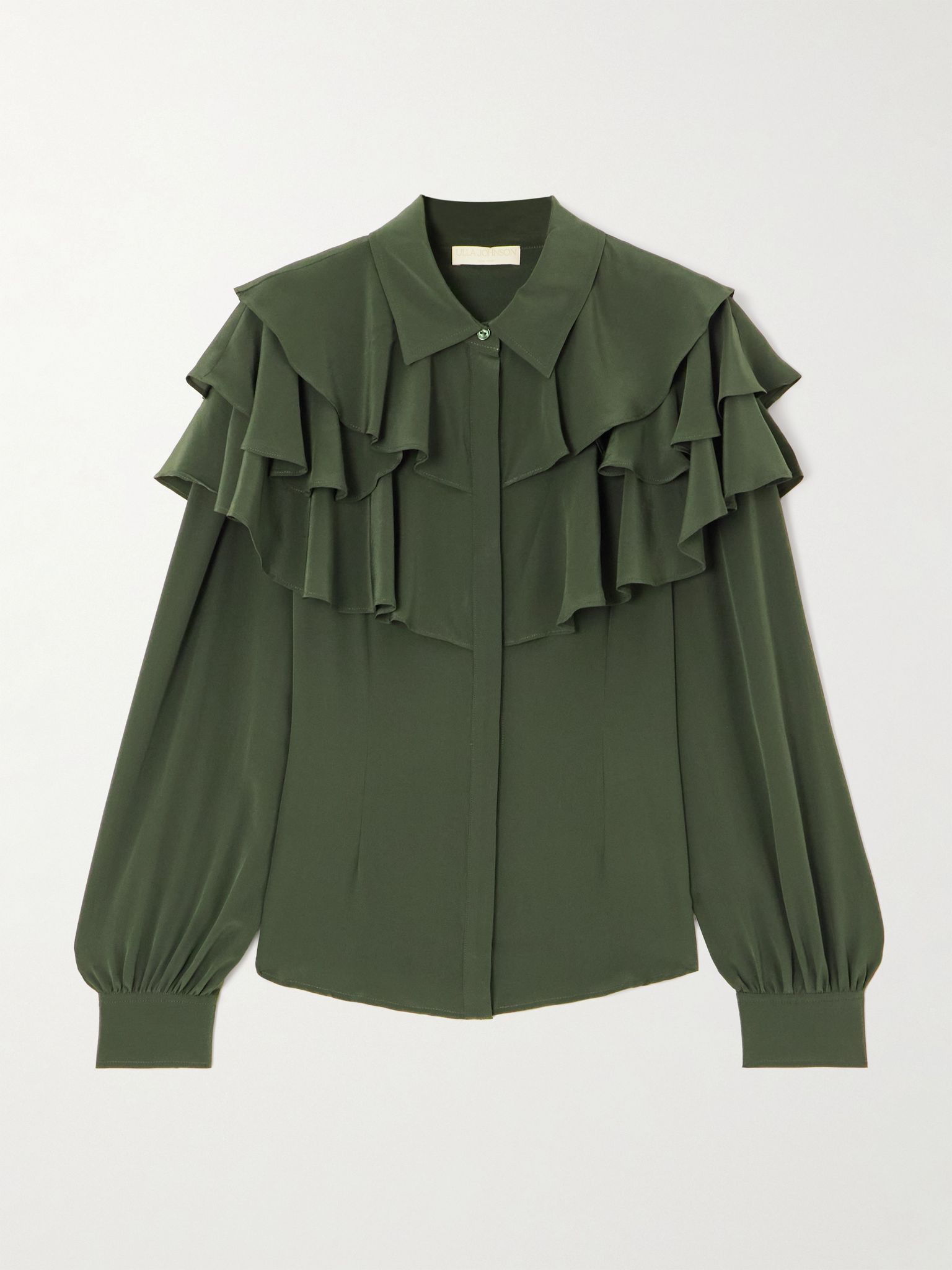 Liliana ruffled silk blouse Army green - 1