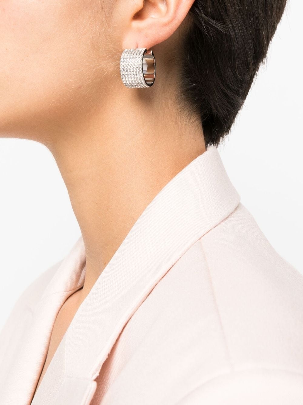 AMINA WHITE CRYSTAM SILVER BASE RIH SML HOOP - 2