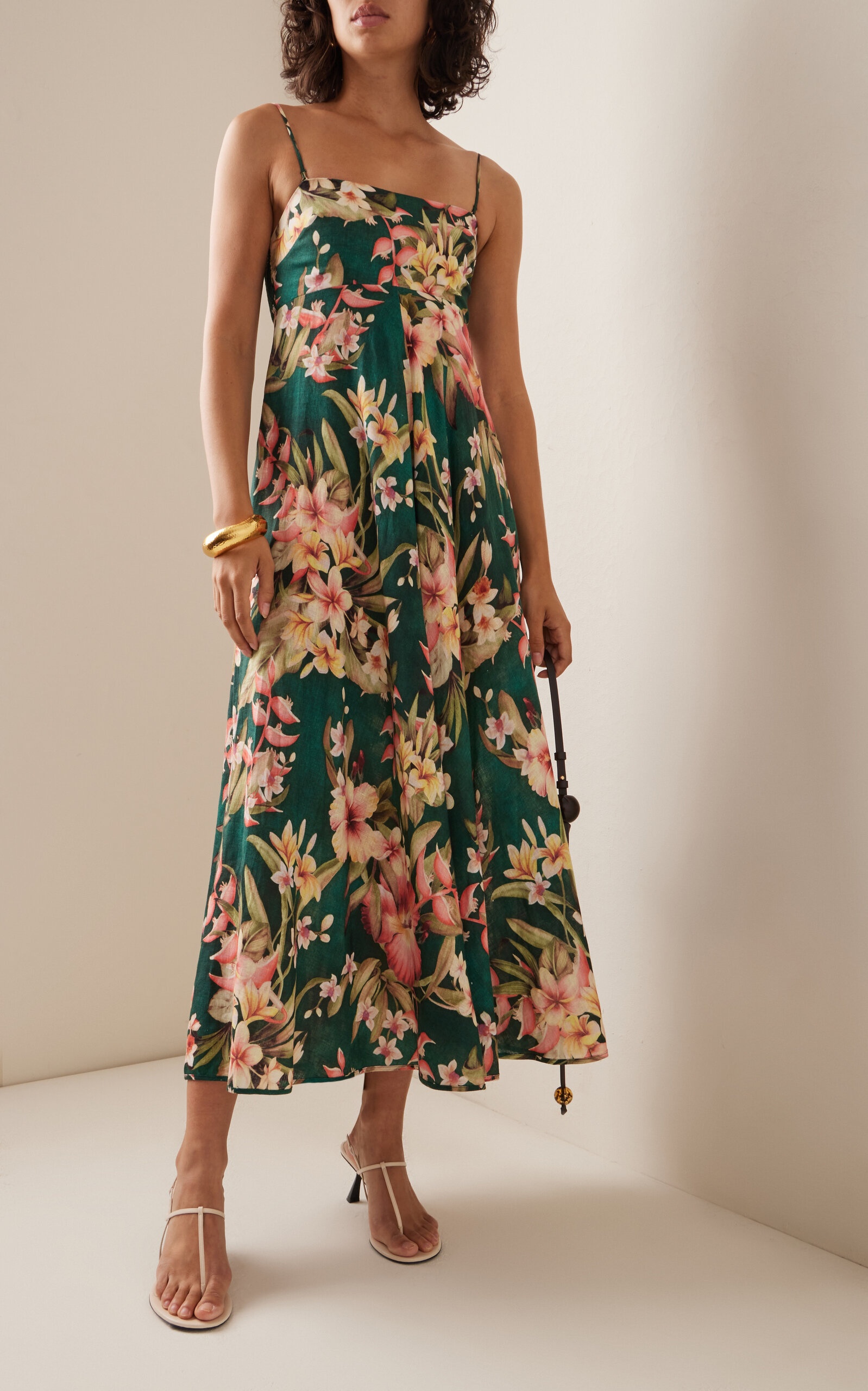 Lexi Floral-Printed Linen Midi Dress green - 3